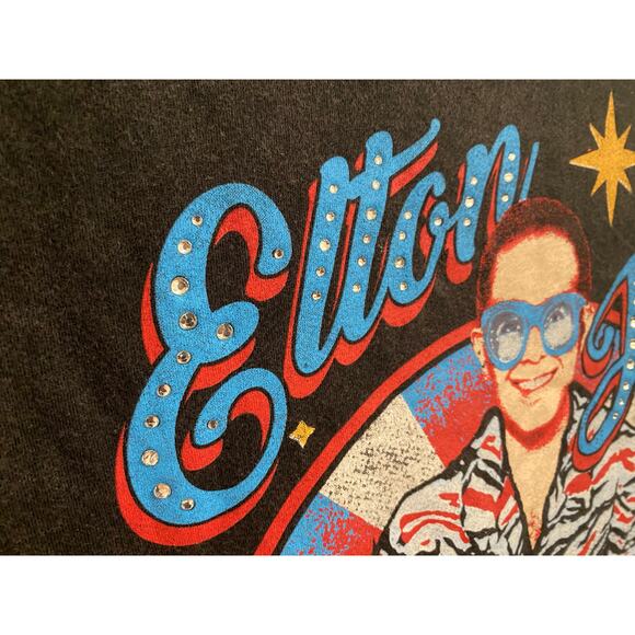 Elton John Rocket Man Ladie's T-Shirt Medium  Official Merch Rhinestones bling - Picture 2 of 5